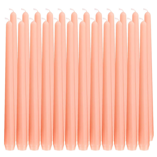 SOFT BREEZE 24 Pack Unscented Tall Taper Candles - 4/5X10 Inch, Dripless, Unscented Dinner Candle - 10 Hours Burn Time -Pink Colors