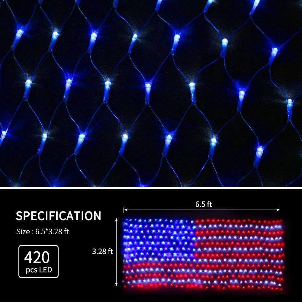 American Advanced Flag String Lights, Waterproof Led Flag Net Light of The United States for Memorial Day, Garden Decoration, Festival, Holiday, Party Decoration,Christmas Decorations (Plug in Power)