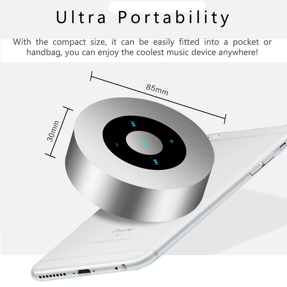 LED Smart Touch Play Bluetooth Speaker/Portable Wireless Speakers with HD Sound / 12-Hour Playtime/Bluetooth 5.0 / TF Card Support Play/Aux in Port Speaker (Gray)