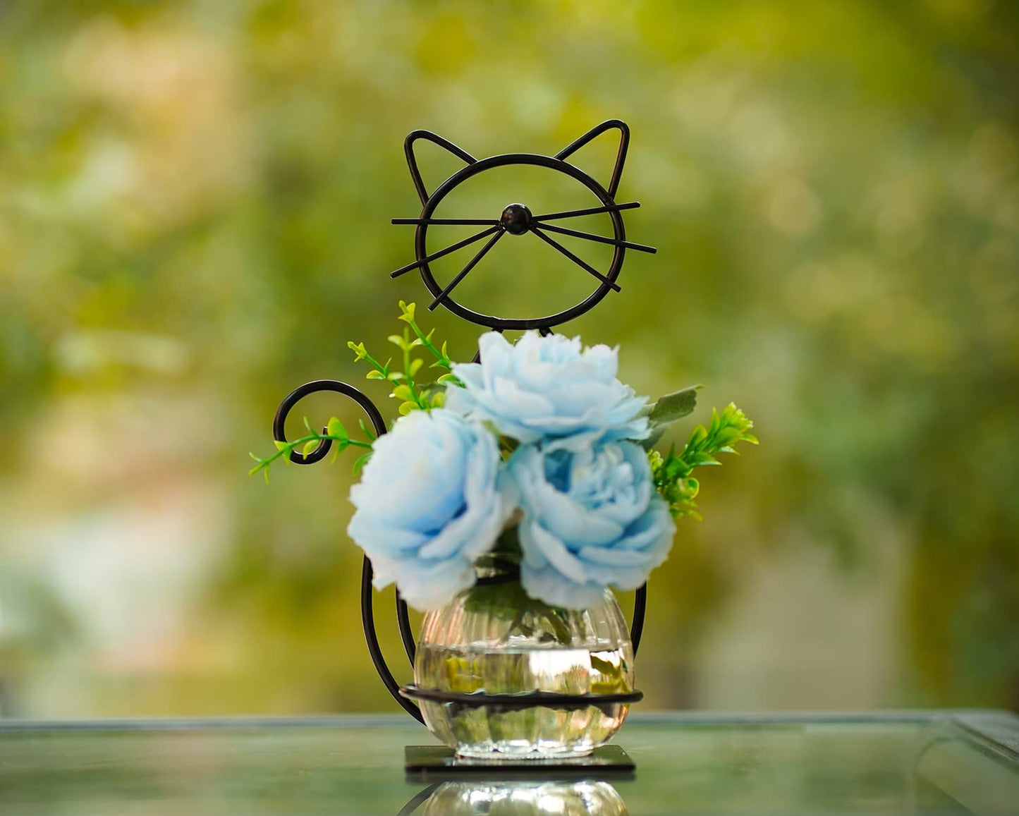 WSgift Desktop Glass Planter Vase Holder, Modern Creative Cat Plant Terrarium Metal Stand for Hydroponics Plants Home Garden Wedding Decoration Outdoor Planter Ideas