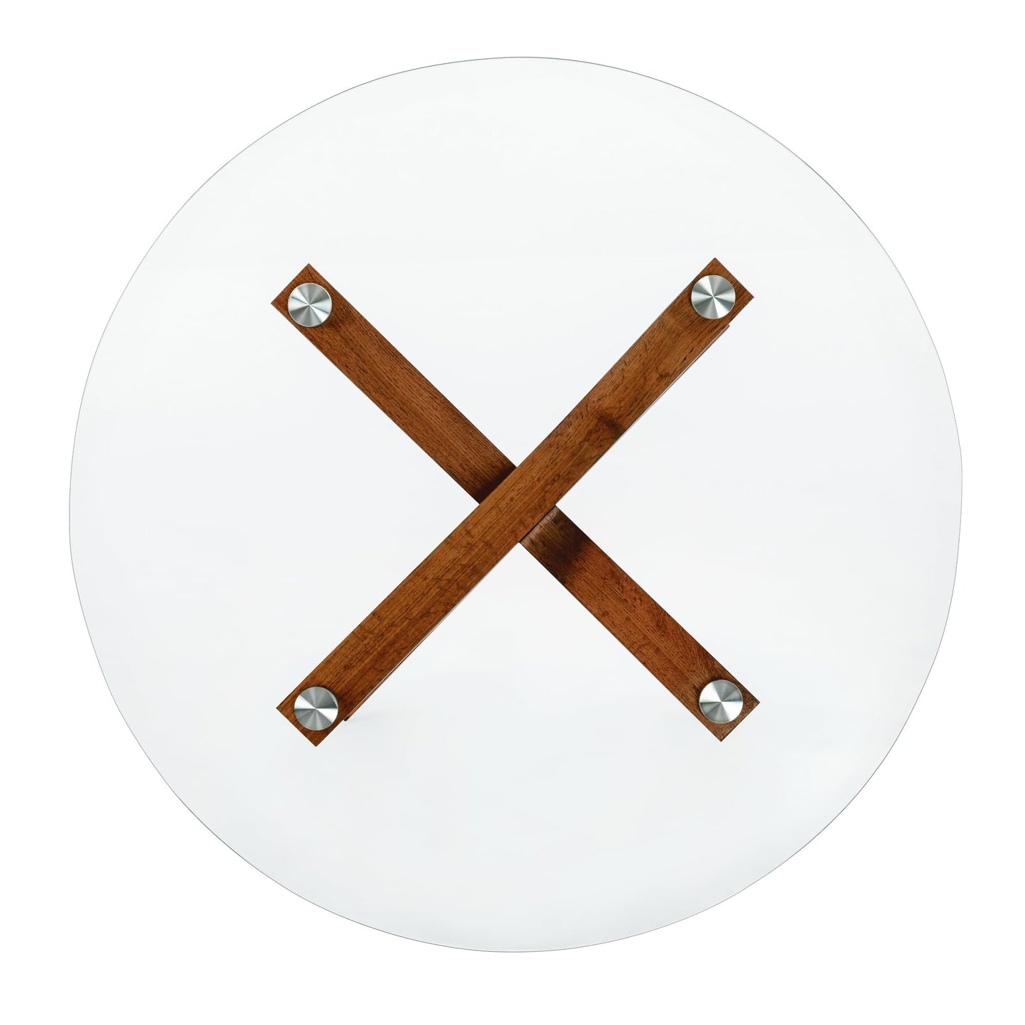 ivinta Round Glass Coffee Table, 31.5" Modern Center Table with Tempered Glass and MDF Legs for Living Room, Office, Tree (Rustic Brown)