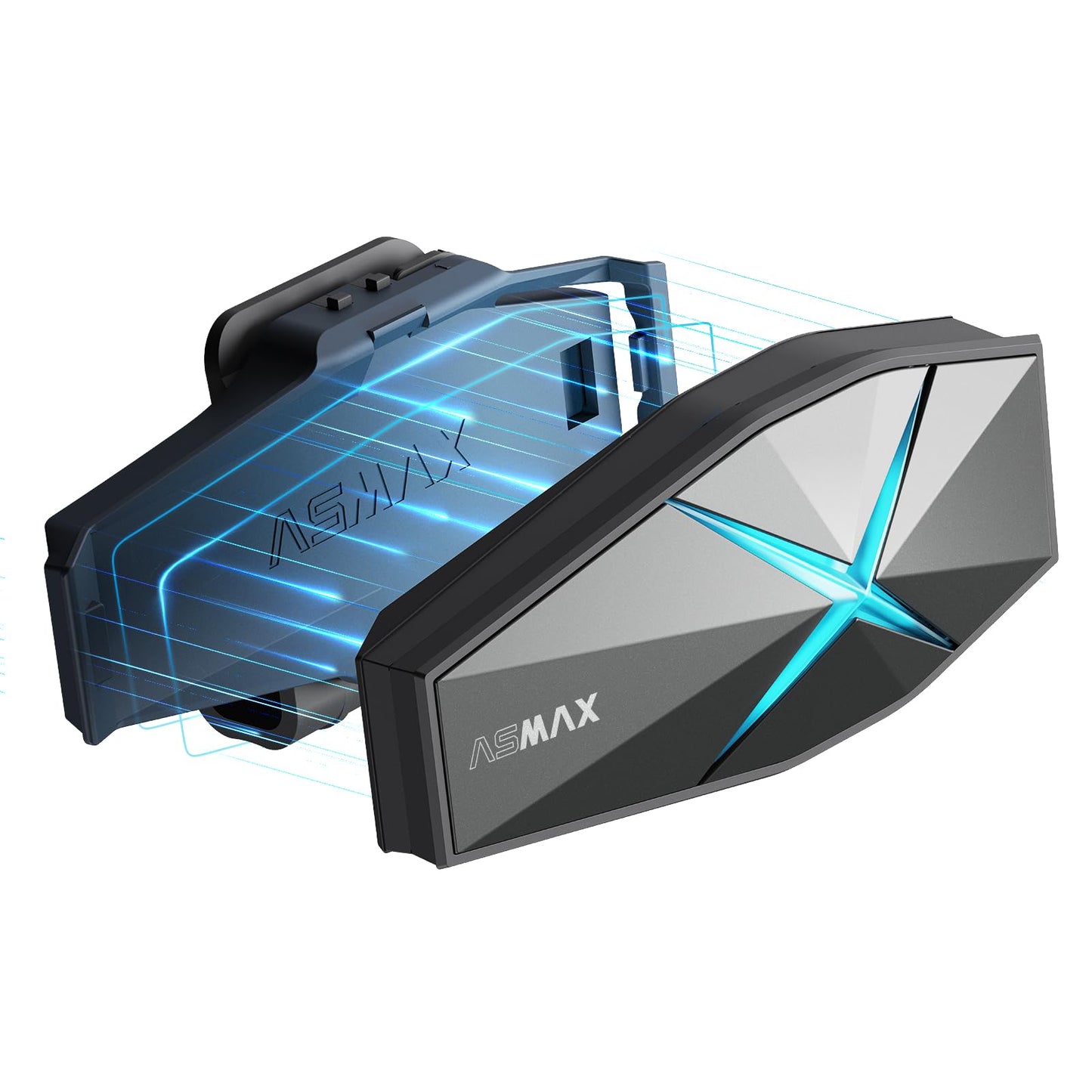 ASMAX F1 3-Mode Motorcycle Helmet Intercom for 10 Riders, Offline Voice Control Motorcycle Bluetooth Headset with Hi-Fi Speaker, Multitasking & Mesh Helmet Communication Systems, Fast Charging, 1 Pack