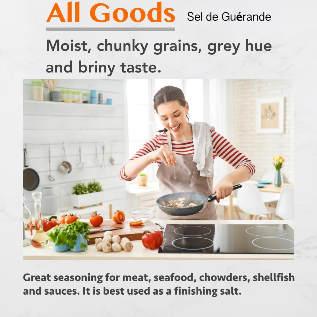 All Goods Mineral Grey Sea Salt – Coarse 12oz, 82 Minerals, French Gray Salt Hand-Harvested, Les Guérandais, Unrefined.