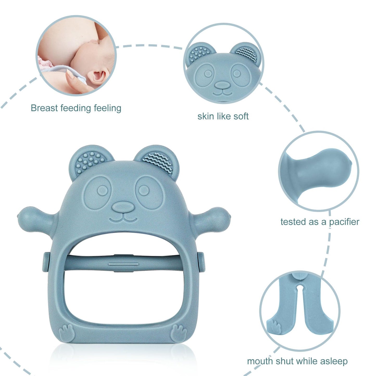 Eascrozn Baby Teething Toys for Infants 3+ Months Set of 3, Easy to Hold Silicone Teething Mitten with Soft Textures for Sensory Exploration and Teething Pain Relief, Baby Chew Toys for Sucking Needs