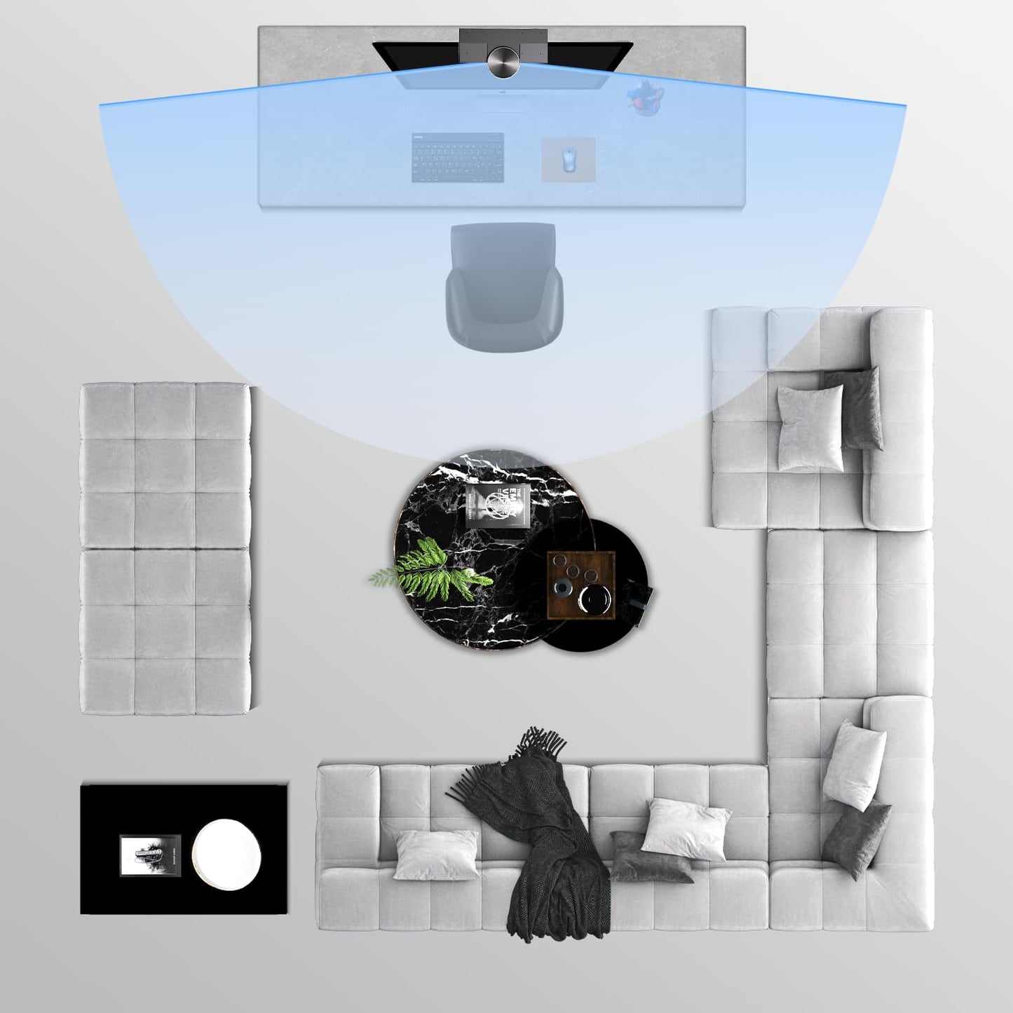 Panoramic 180° Video Camera, Immersive Video Conference Experience, both Overall and Speakers’ Close-up view, 1080P Webcam for Huddle Room and Homebased Office, Plug and Play with Micro SD Card Slot