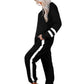 Aloodor Lounge Sets for Women Loungewear Set Casual Stripe Sleeve Tops Black XS
