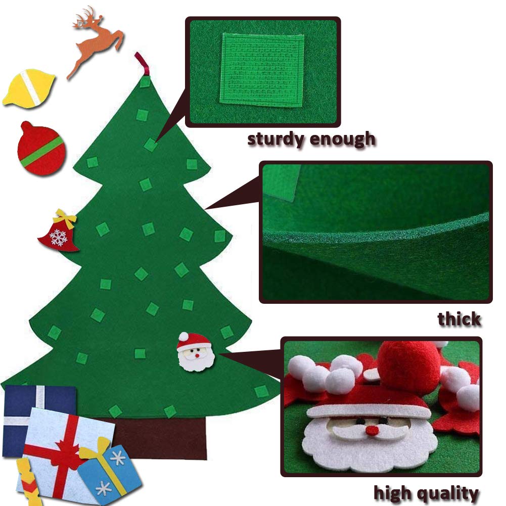 UMEELR Felt Christmas Tree for Toddlers Kids, 3.3FT DIY Wall Christmas Felt Tree with 31 Pcs Detachable Ornaments Wall Decor with Hanging Rope for Boys Girls Xmas Gifts Home Door Decoration