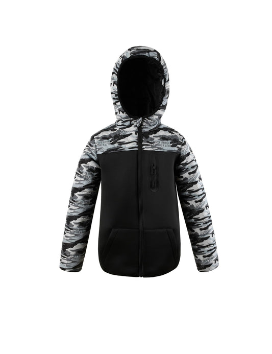 Lansbojun Hooded Puffer Jacket for Boys Lightweight Water-resistant Kids Clothes Winter Coat Black-140/146