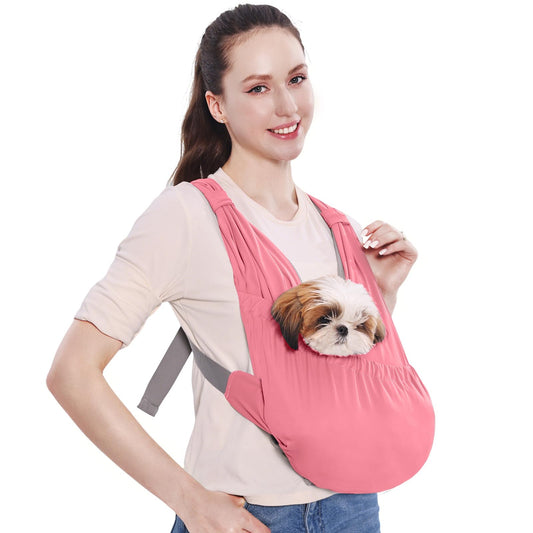 Supet Dog Sling Carrier for Small Pets, Hands Free Front Cat Sling, Reducing Back Neck Pain Anti-Anxiety, Adjustable Soft Carrying