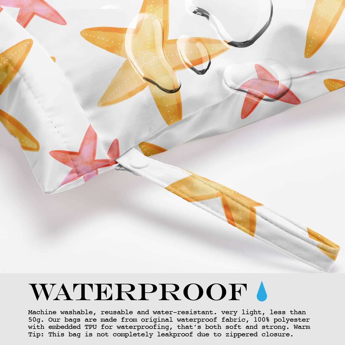 zcyxuuw Wet Dry Bag, Wet Bag for Swimsuit, Travel, Beach, Pool, Diapers, Dirty Yoga Gym Clothes, Makeup Bag, Beach Wedding Supplies, Waterproof Reusable Shell Pearl Starfish Whale