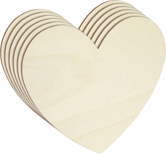 Juvale 6 Pack Unfinished Wood Heart Cutouts, 12 x 10 Inches, Ideal Arts and Crafts Supplies, DIY Decorations for Wedding, Valentine's Day, Home, Office, and Classroom