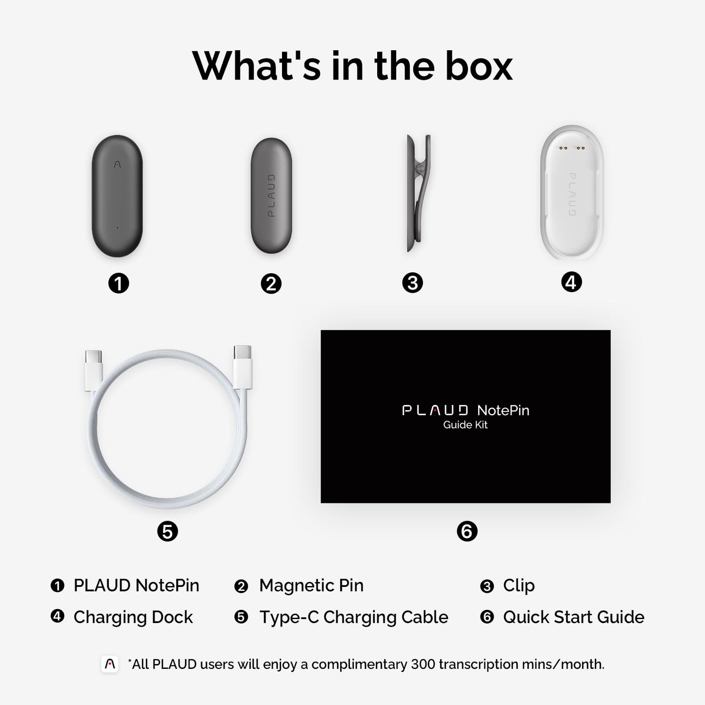 AI Voice Recorder, PLAUD NotePin Voice Recorder, App Control, AI Notetaker, AI Transcribe & Summarize, Support 112 Languages, 64GB Memory, Audio Recorder for Lectures, Meetings, Cosmic Gray
