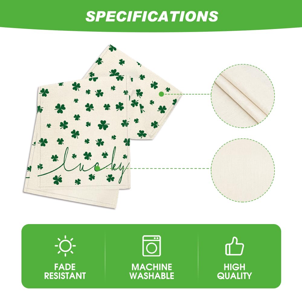 Artoid Mode Beige Lucky Shamrock St. Patrick's Day Table Runner, Seasonal Spring Holiday Kitchen Dining Table Decoration for Indoor Outdoor Home Party Decor 13 x 36 Inch