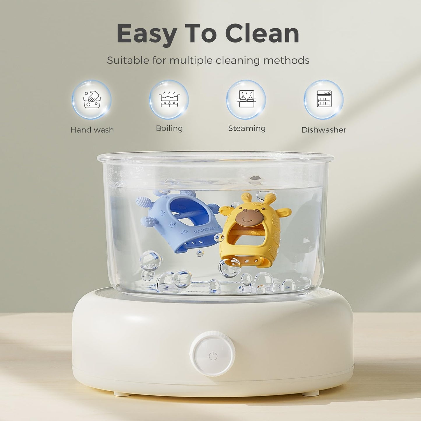 Momcozy Baby Teether Toys | Food Grade Silicone Teething Relief 0-6 Months | Toy 6-12 Months | Baby Essential | Blue