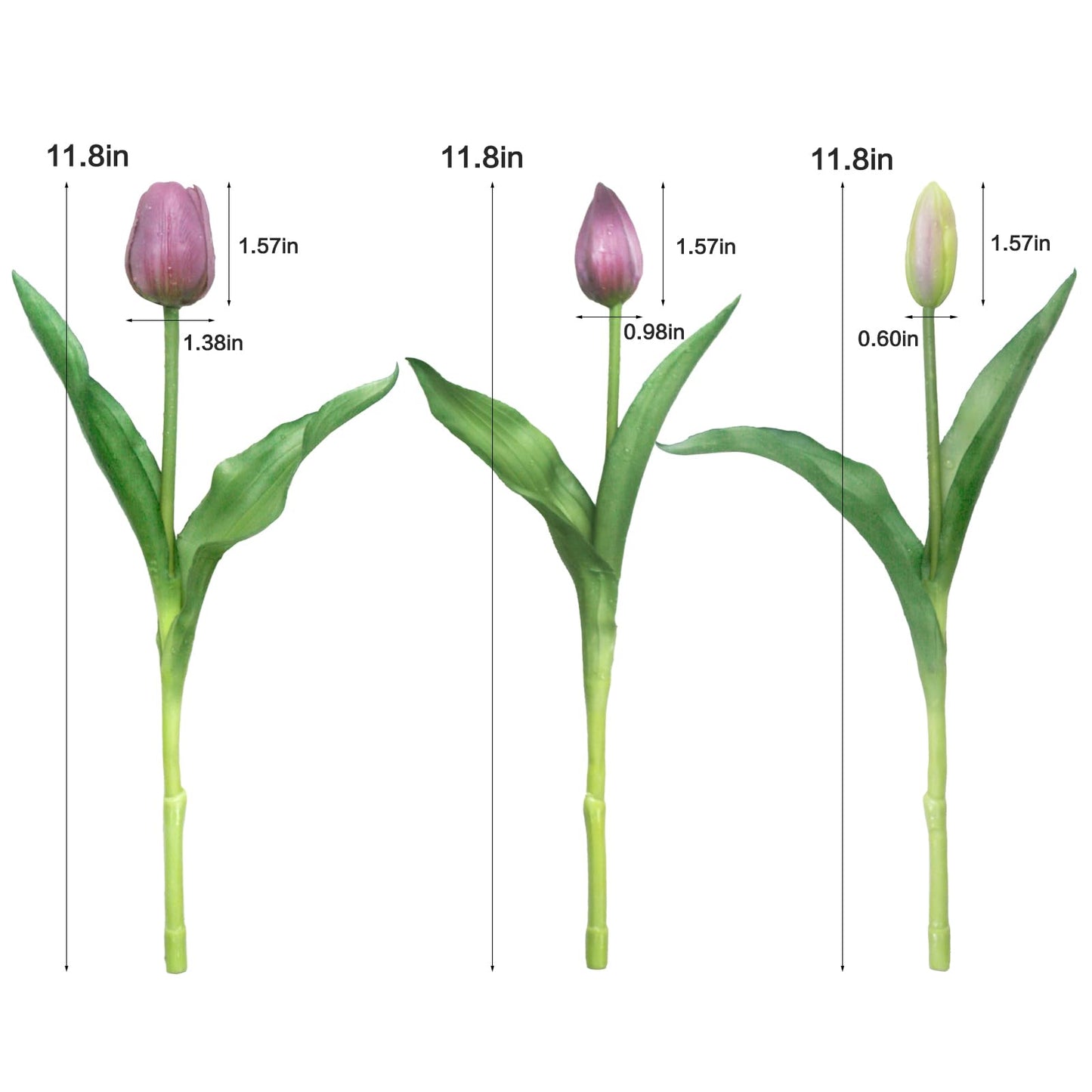 Moderspace 15pcs Artificial Tulips Flowers, Fake Tulips Real Touch, Faux Latex Bouquets, for Party Wedding Home Room Decoration (Purple)