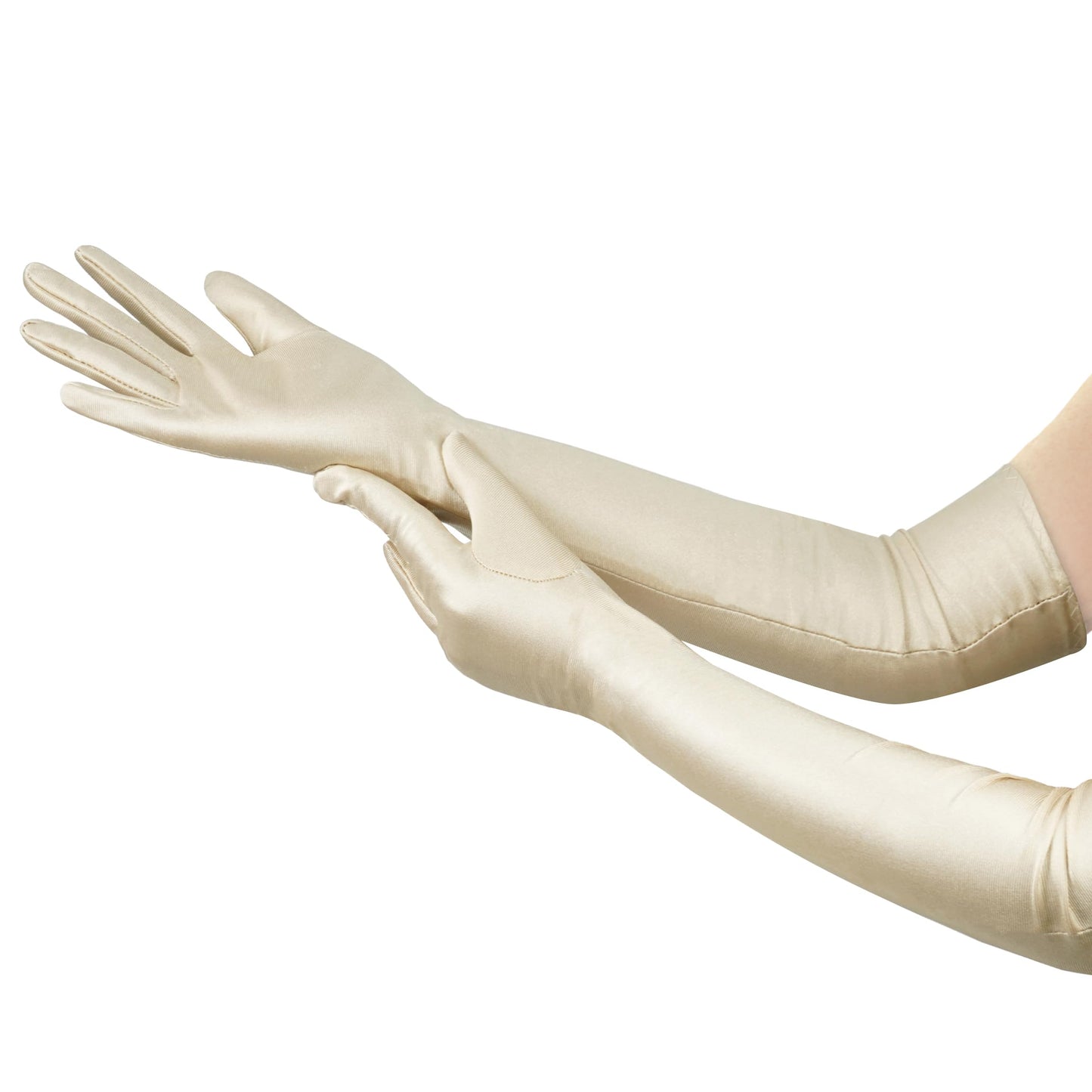 Nackiy Long Black Opera Gloves for Women, 1920s Satin Stretchy Elbow Length Party Gloves Costumes Bridal, 20inch