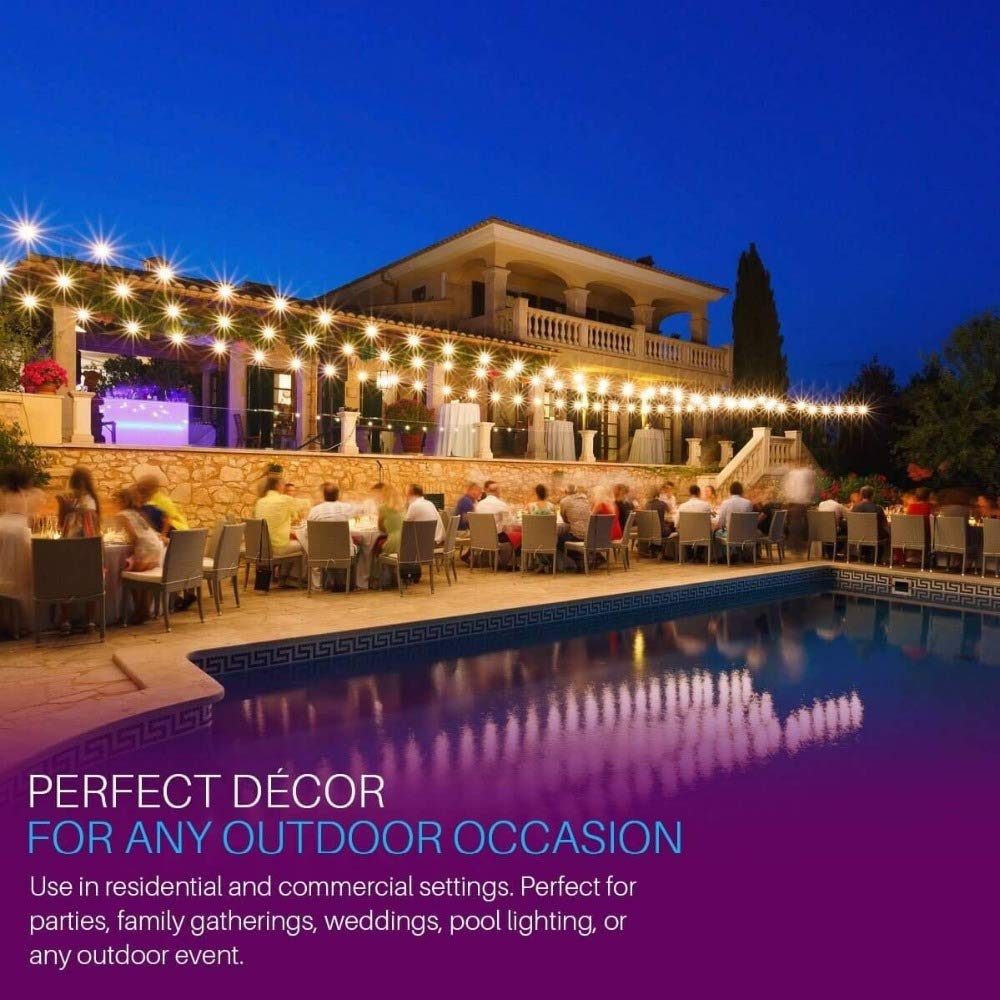 Svater Outdoor String Lights Waterproof 100 FT, LED Patio Lights Outside with 52 Shatterproof G40 Bulbs, Dimmable Hanging Globe Lighting for Bistro Backyard Cafe Market Porch, Warm White 2700K