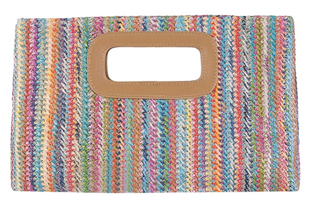 Straw Clutch Purse for Women Travel Straw Beach Tote Bag Woven Rattan Envelope Bag Top Handle Crossbody Handbag for Summer