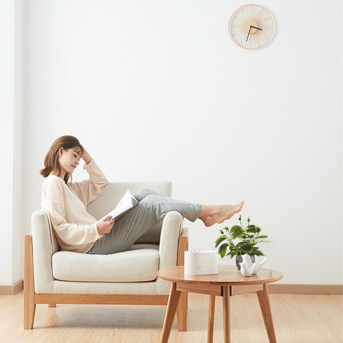 Giftale 12.8'' Fake Plants Greenery Faux White Nerve Plants Artificial Ficus Plant with Rustic Black Cement Planter for Home Living Room Bathroom Decor Indoor & Outdoor Kitchen Office Desk Bookshelf