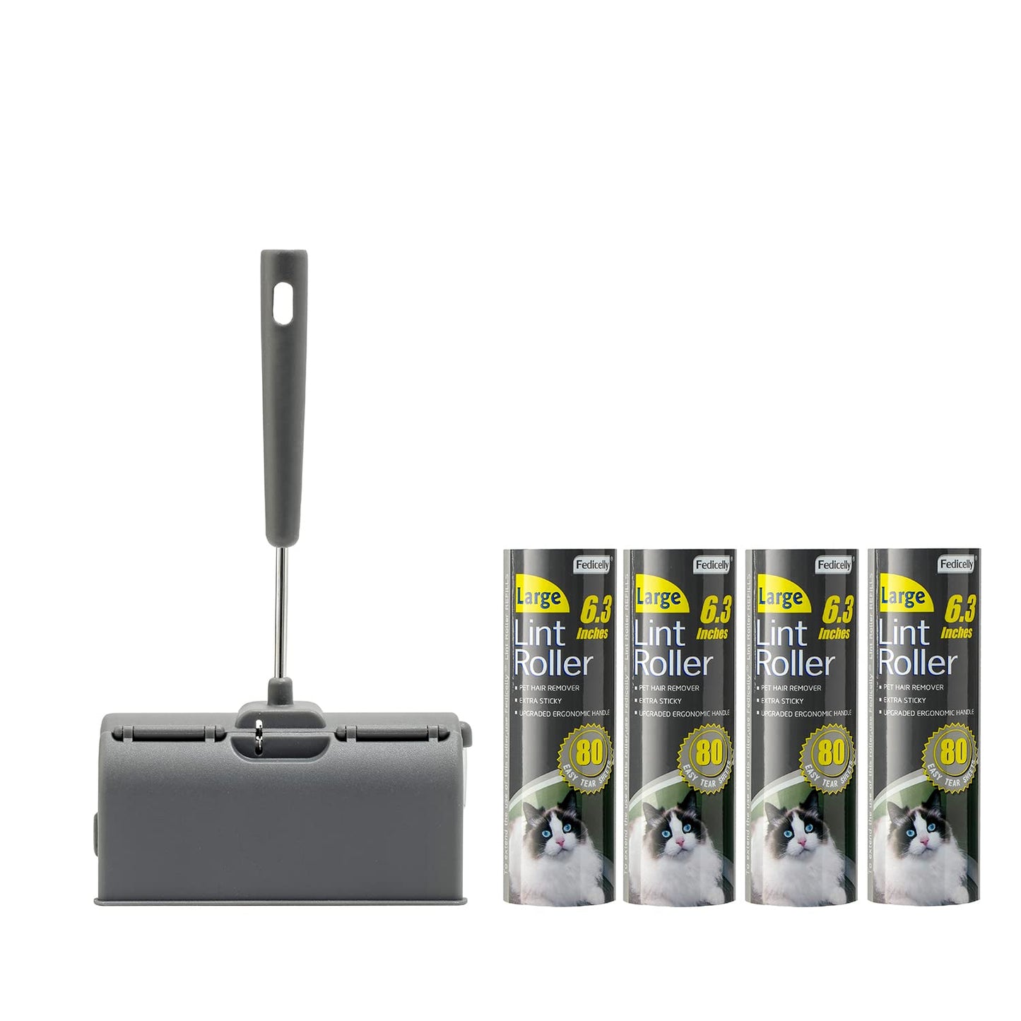 Fedicelly Lint Rollers Pet Hair Extra Sticky Furniture,Cat Dog Hair Remover Laundry Clothes Carpet, 6.3 inches Wider with 320 Sheets Large Lint Remover Brush for Couch