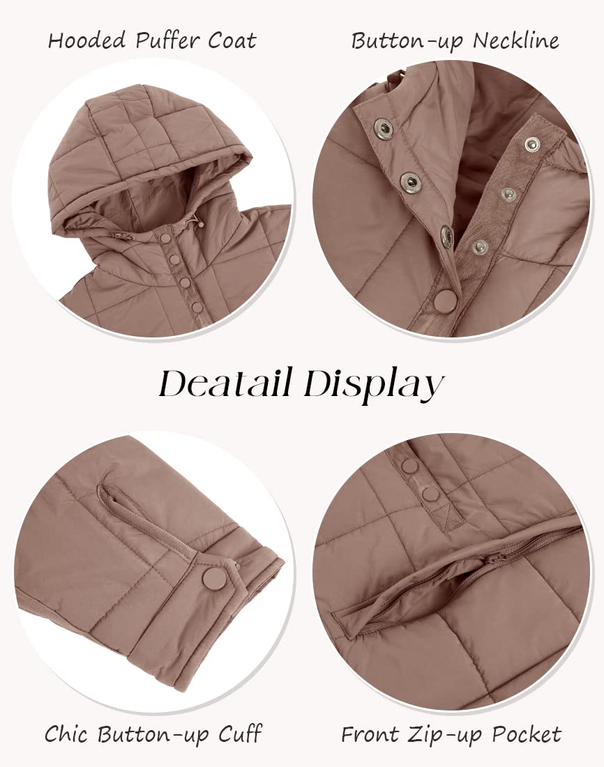 Fazortev Womens Oversized Puffer Jacket Quilted Dolman Hoodies Pullover Long Sleeve Lightweight Warm Tops Coat