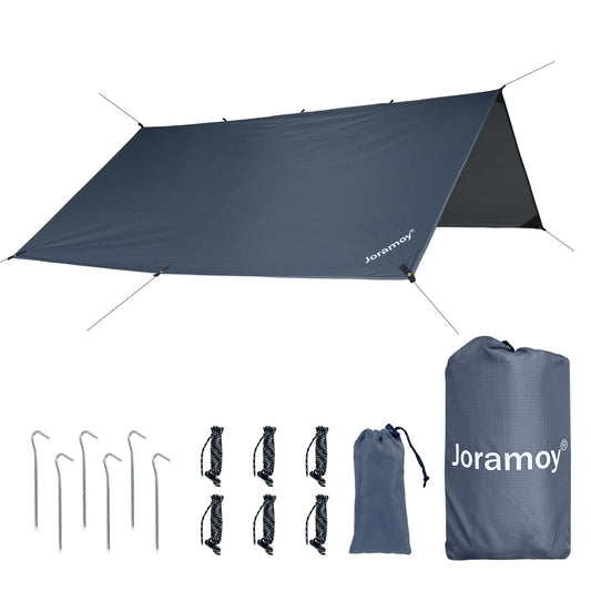 10ft x 10ft Waterproof Hammock Rain Fly,Portable Large Camping Tarp,Premium Lightweight Ripstop Nylon Cover with UV Protection Layer for Camping Hiking Outdoor (210D Grey, 10ft x 10ft)