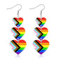 LGBTQ Rainbow Pride Earrings for Women Triple Love Heart Earrings Dangling Gay Lesbian Bisexual Transgender Jewelry Accessories for Pride Month