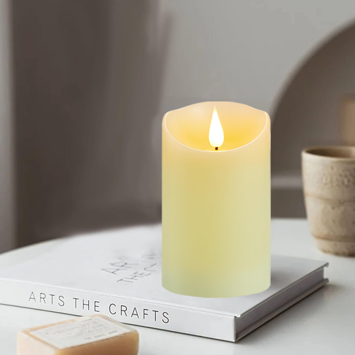 Guluto Flickering Flameless Candles with Rechargeable Battery, Electronic Candles with Remote and Timer, led Pillar Candles Real Wax Wick, led Candles for Home, Wedding, Halloween, Christmas 3" x 4"