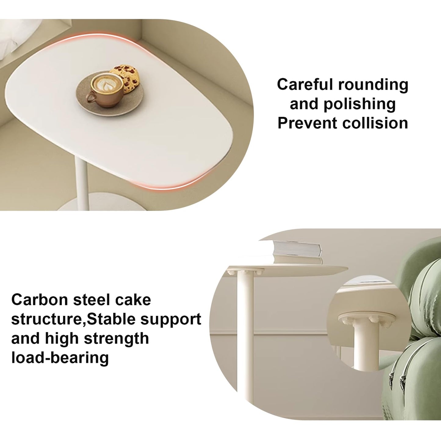 Modern Metal Side Table C Shaped End Table for Couch Slim Sofa Side Table Snack End Table Tv Trays for Eating On Couch for Dining Room, Living Room, Cafe and Balcony (1Pack)