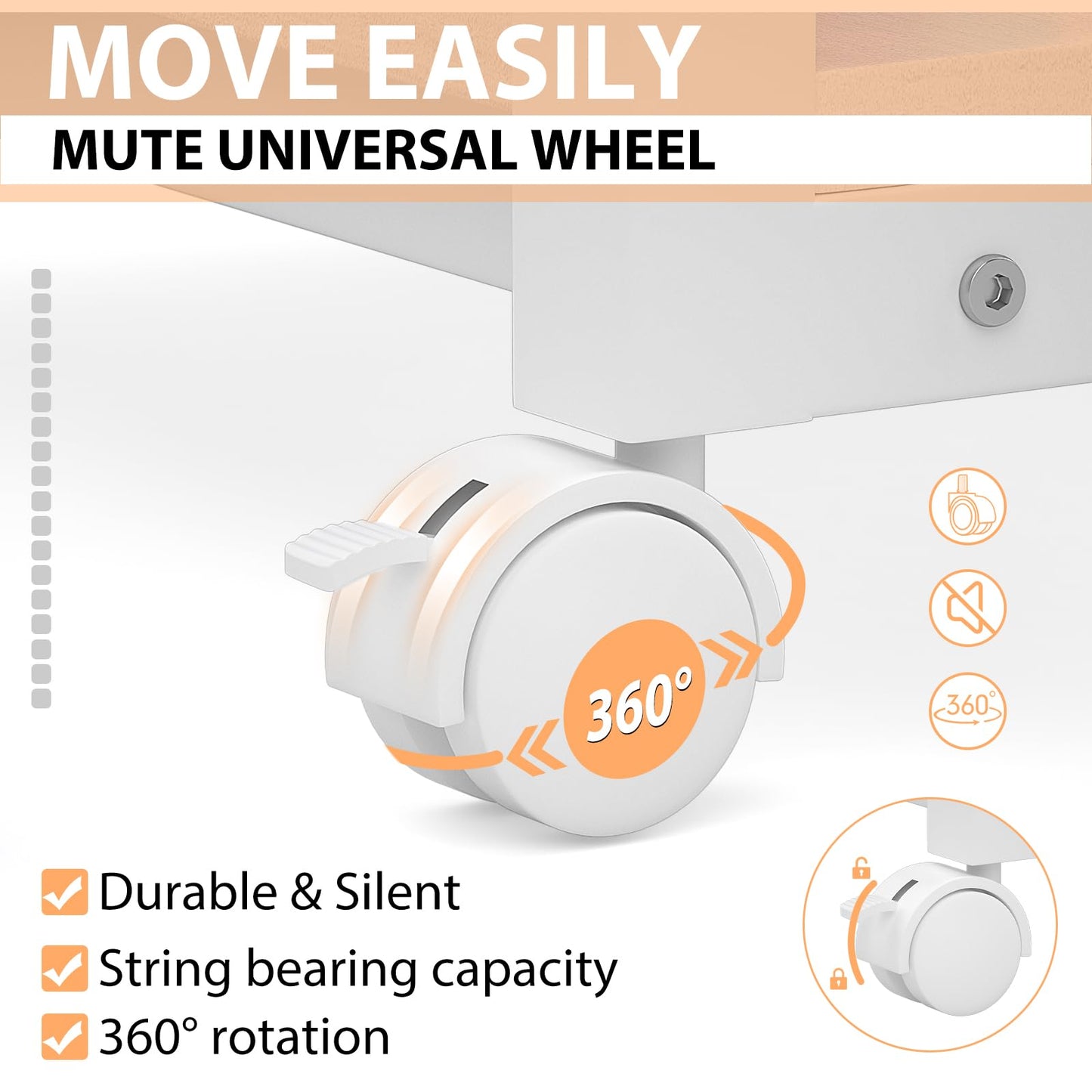 ITHWIU Under Desk Printer Stand, 2-Tier 19.5''x 16''x 22'' Rolling Printer Stand Storage Shelves for Printer, Scanner, Fax Machine, Files, Books with Anti-Skid Feet for Home, Office, White