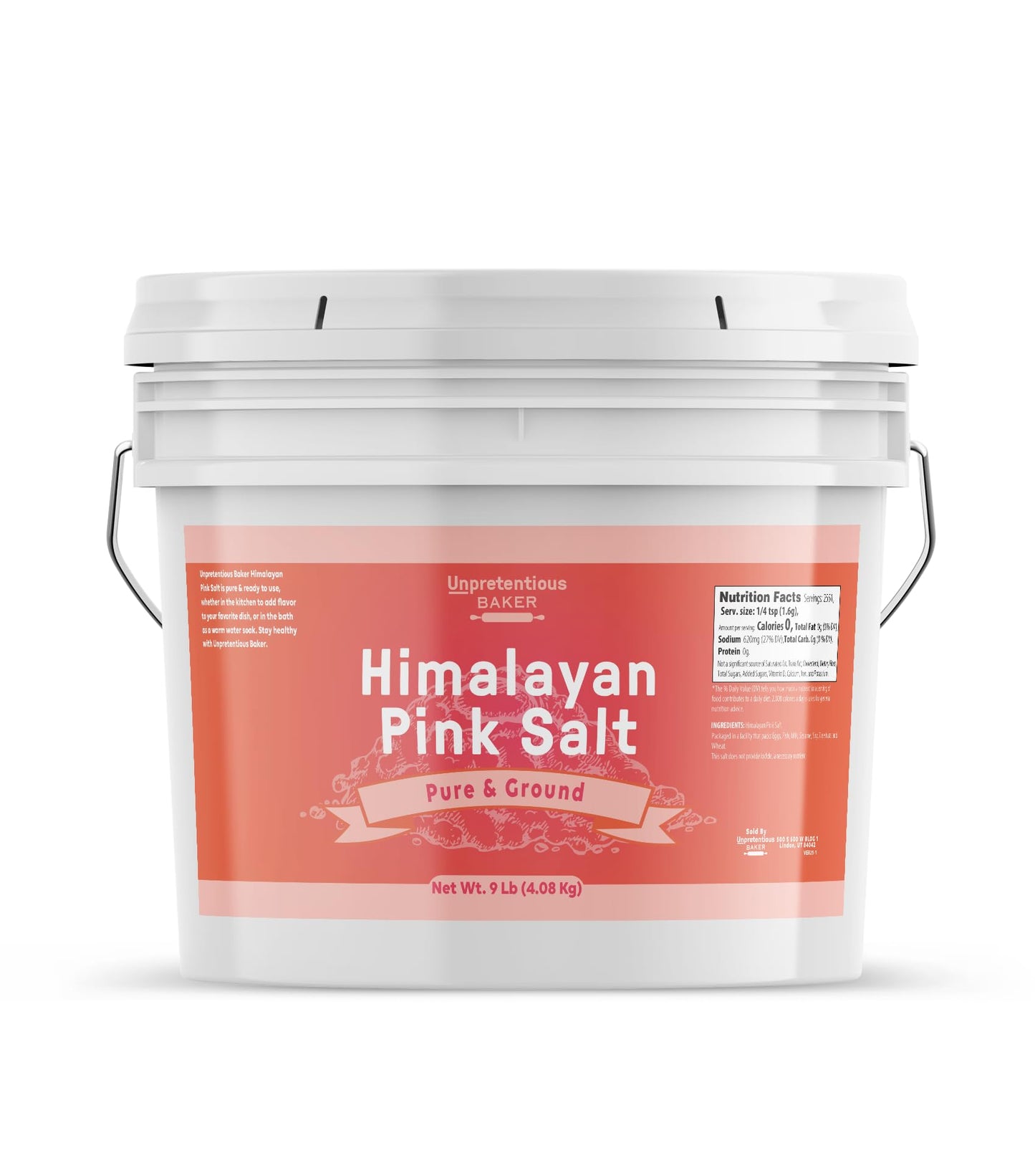 Unpretentious Himalayan Pink Salt, 1 Gallon, Pure Ground Salt, Medium & Fine Grain