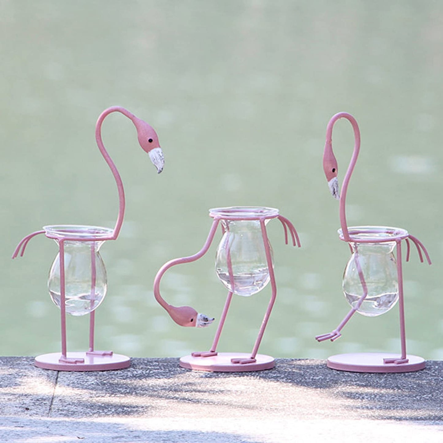 Hydroponics Vase for Plants, Pink Flamingo Hydroponics Planter Bulb Vase, Propagation Planters Glass Vase for Home Office Desk Decor (Pink, Upright)