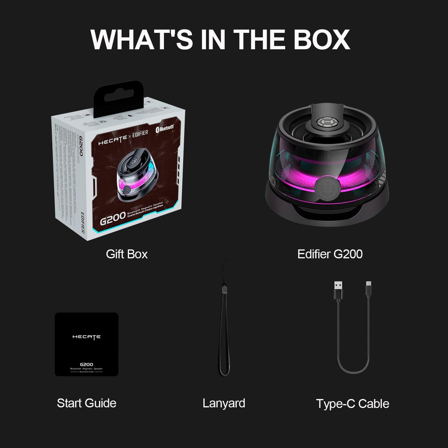 Edifier G200 Magnetic Bluetooth Speaker, 5W Mini Speakers Wireless, Small Phone Speaker Amplifier with Transparent RGB, Portable Phone Stand for iPhone, Kitchen, Bike, Anything Magnet, Golf Gifts