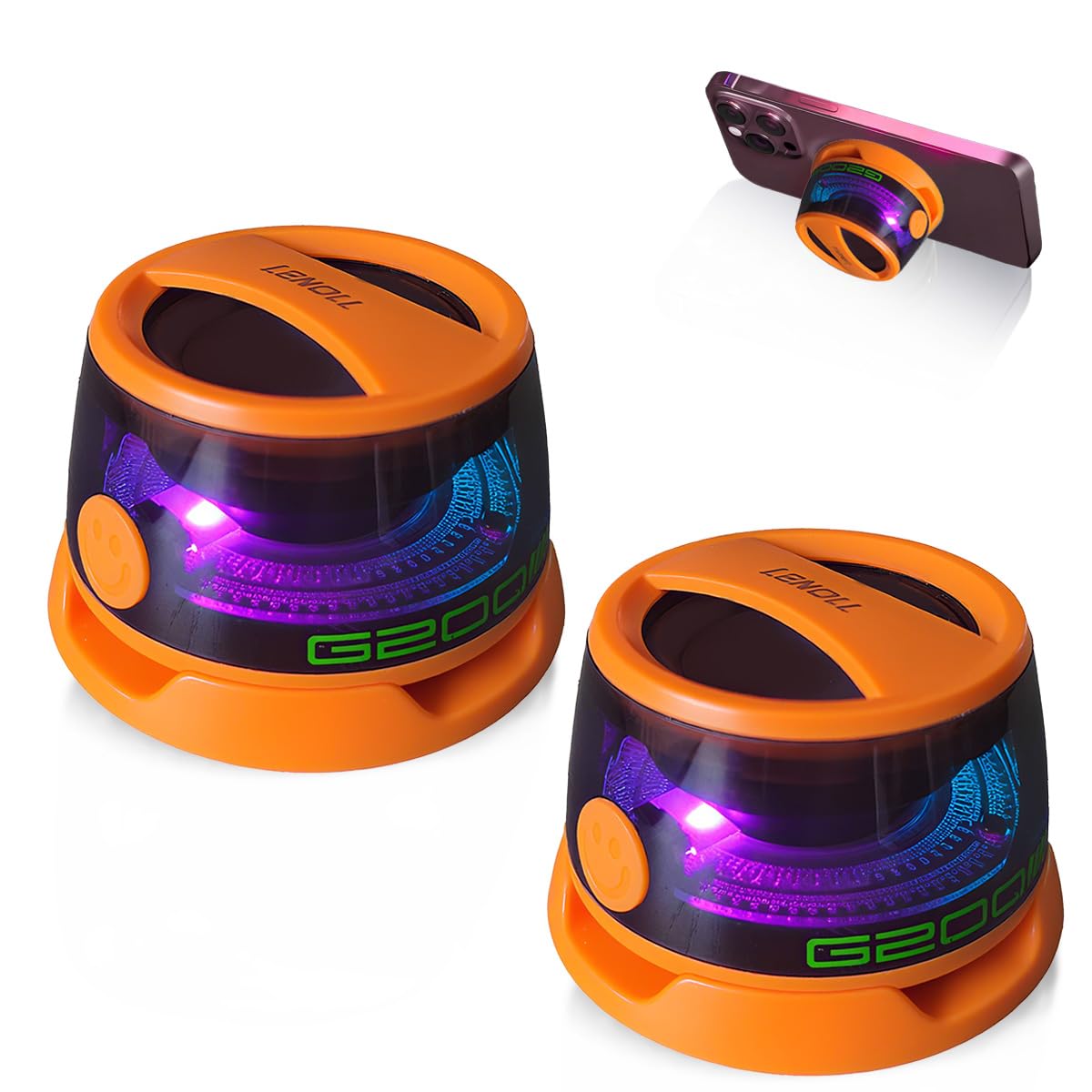 LENOLL Wireless Portable Bluetooth Speakers Magnetic Phone Stand for PC iPhone Android, Small Portable Speaker with RGB for Camping, Party, Desk. 1 Black Wireless Speaker