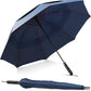 Repel Umbrella Extra Large Windproof Golf Umbrella - Covers 2 People - 60" Wide Vented Double Canopy with Reinforced Fiberglass Ribs, Waterproof Coated Canopy