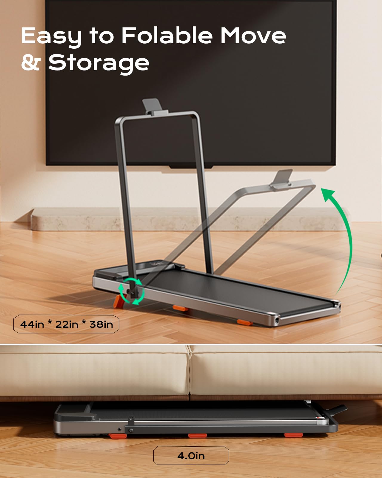 TREAFLOW Walking Pad,Treadmill with Incline for Home Office, 2.5HP Portable Under Desk Treadmill with 265 Lbs Capacity,Remote Control, Led Display