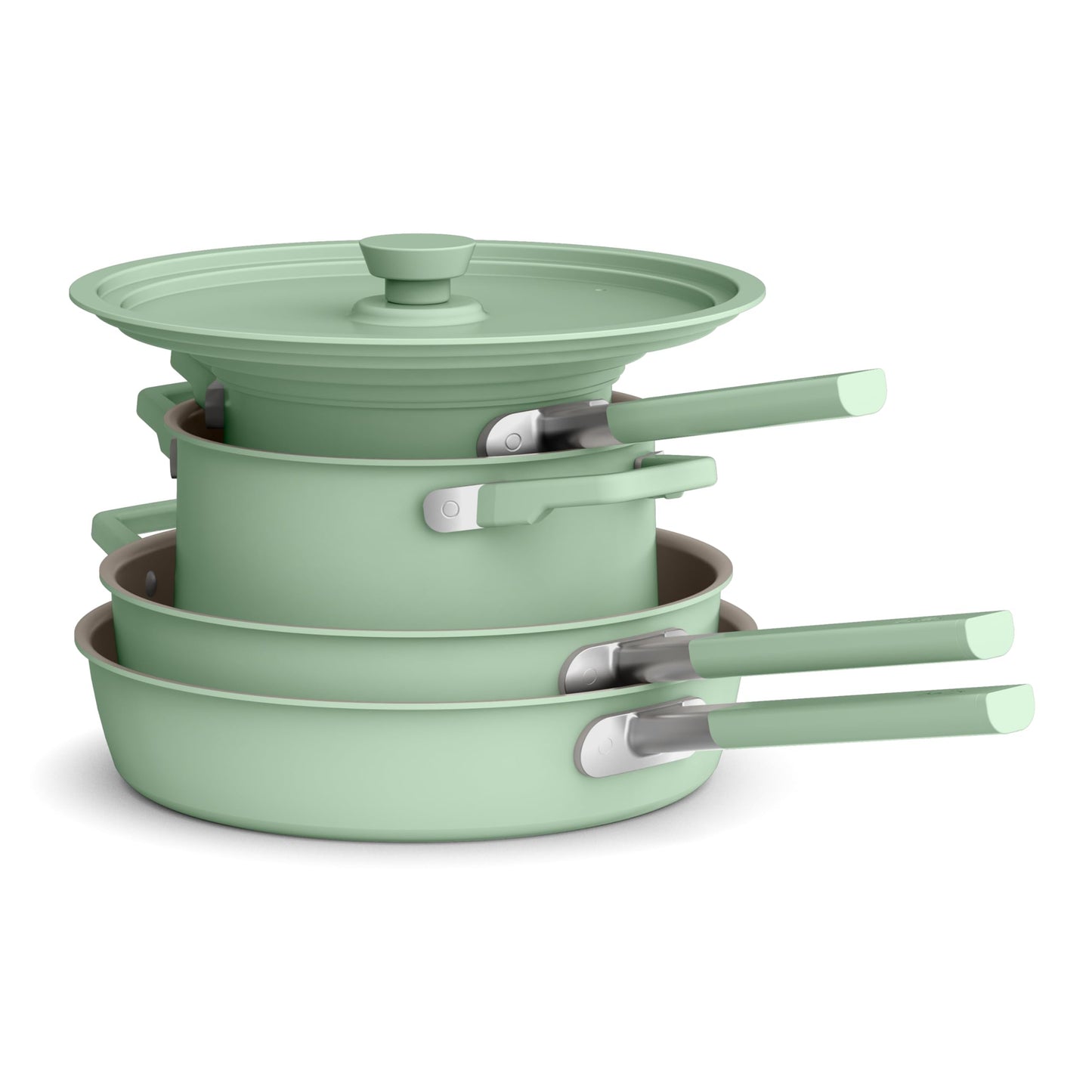 bella 9 Piece Ceramic Nonstick Cookware Set, Fits-anywhere™ Kitchenware w EverGood™ Coating, Dishwasher & Oven Safe, All Stovetops Compatible, Stackable Design, Cool Touch Handles, Seaglass