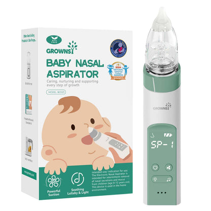 GROWNSY Nasal Aspirator for Baby, Electric Baby Nose Sucker with Larger Suction Chamber and More Powerful Suction, Automatic Nose Cleaner with Music and Light Soothing Function