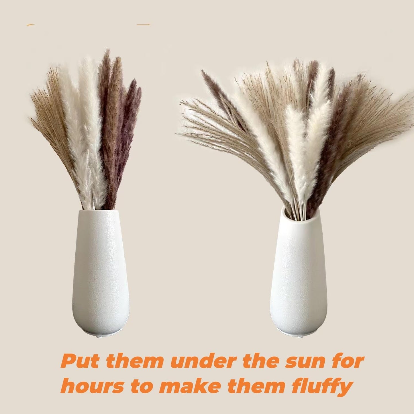 300 Pcs Dried Pampas Grass Bulk, Boho Dried Flowers Bouquet Pampas Grass Decor for Rustic Wedding Tables Centerpiece, Fluffy Pompas Grass for Home Office Party Baby Shower Birthday Western Table Decor