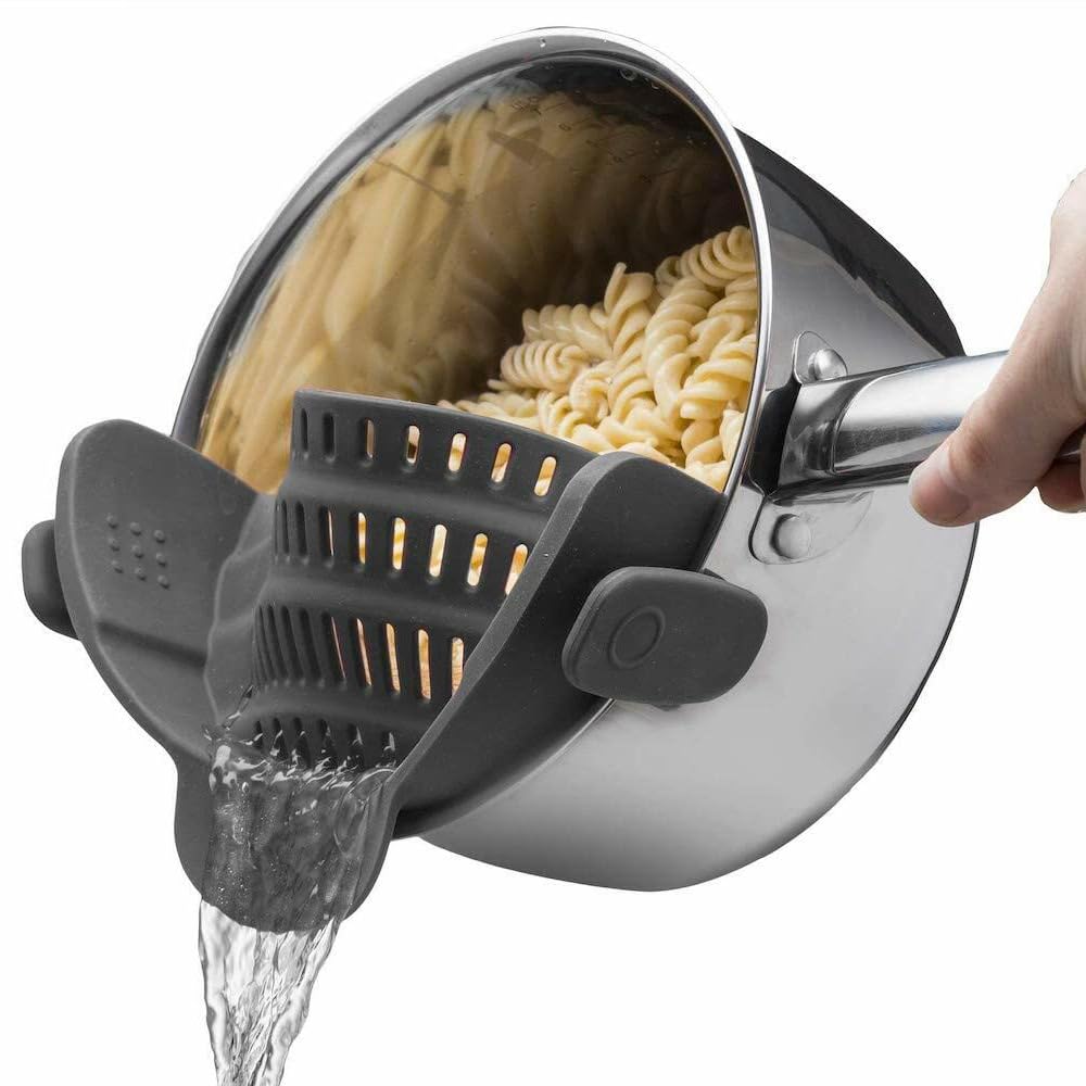 Silicone Pot Strainer, Emptycolor Adjustable Clip On Strainer for Pots Pans, Heat Resistant Pot Drainer, Kitchen Pasta Colander for Vegetables and Noodles