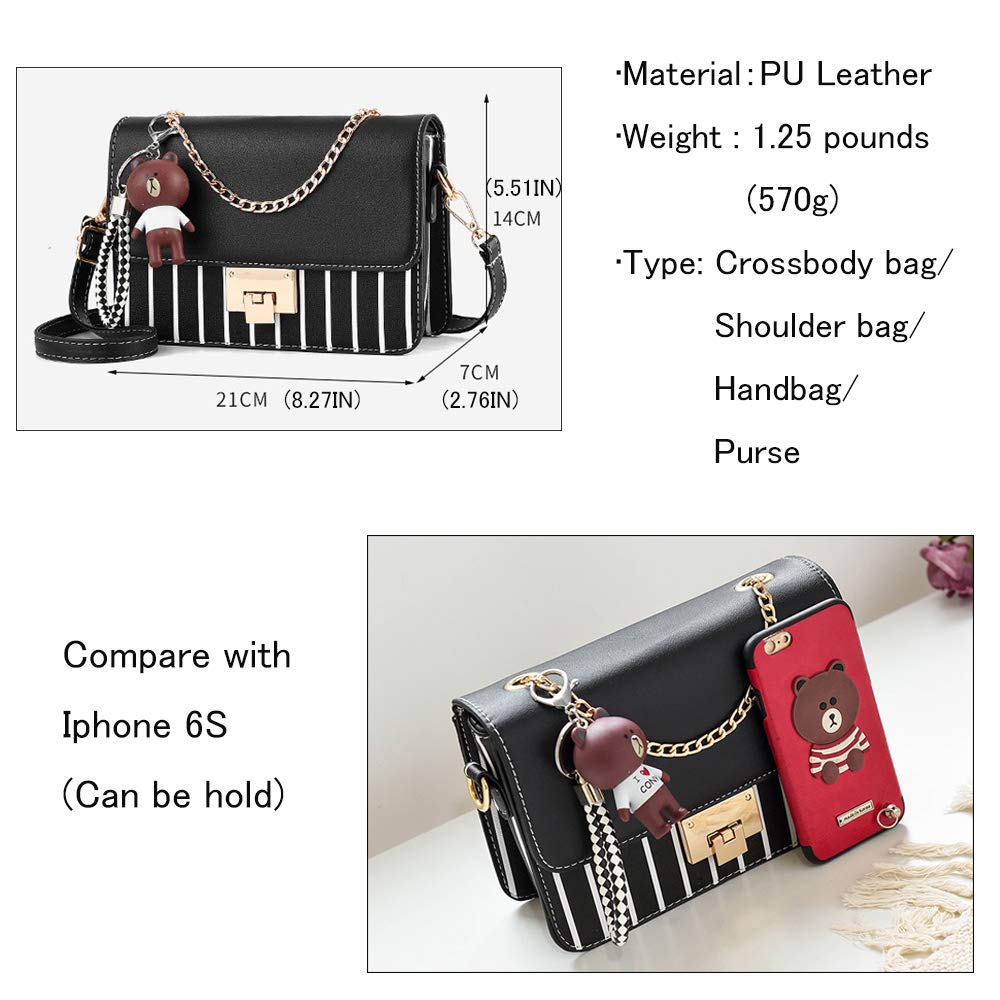 zhongningyifeng Crossbody Bag Shoulder Bag for Women Leather Small Purses Handbags Fashion With Chain Strap (plaid black)