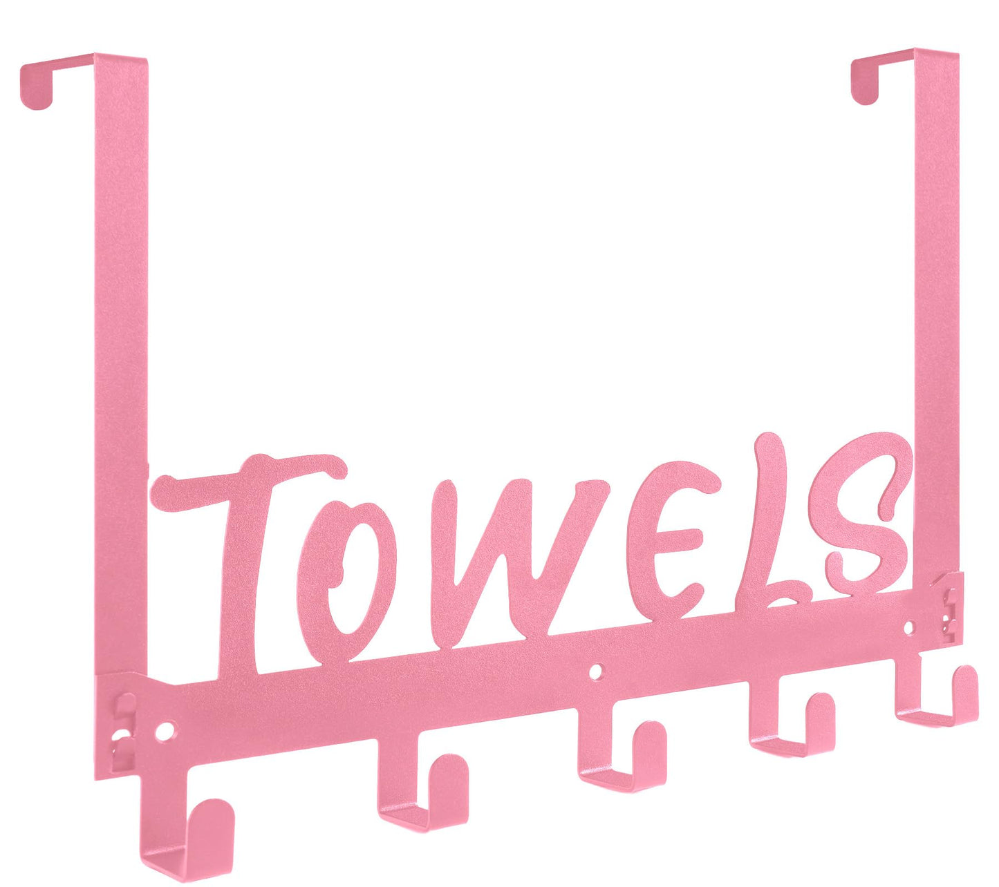 Gohiuo Over The Door Hook - 5 Coat Hooks Towel Rack for Bathroom & Bedroom (Pink)