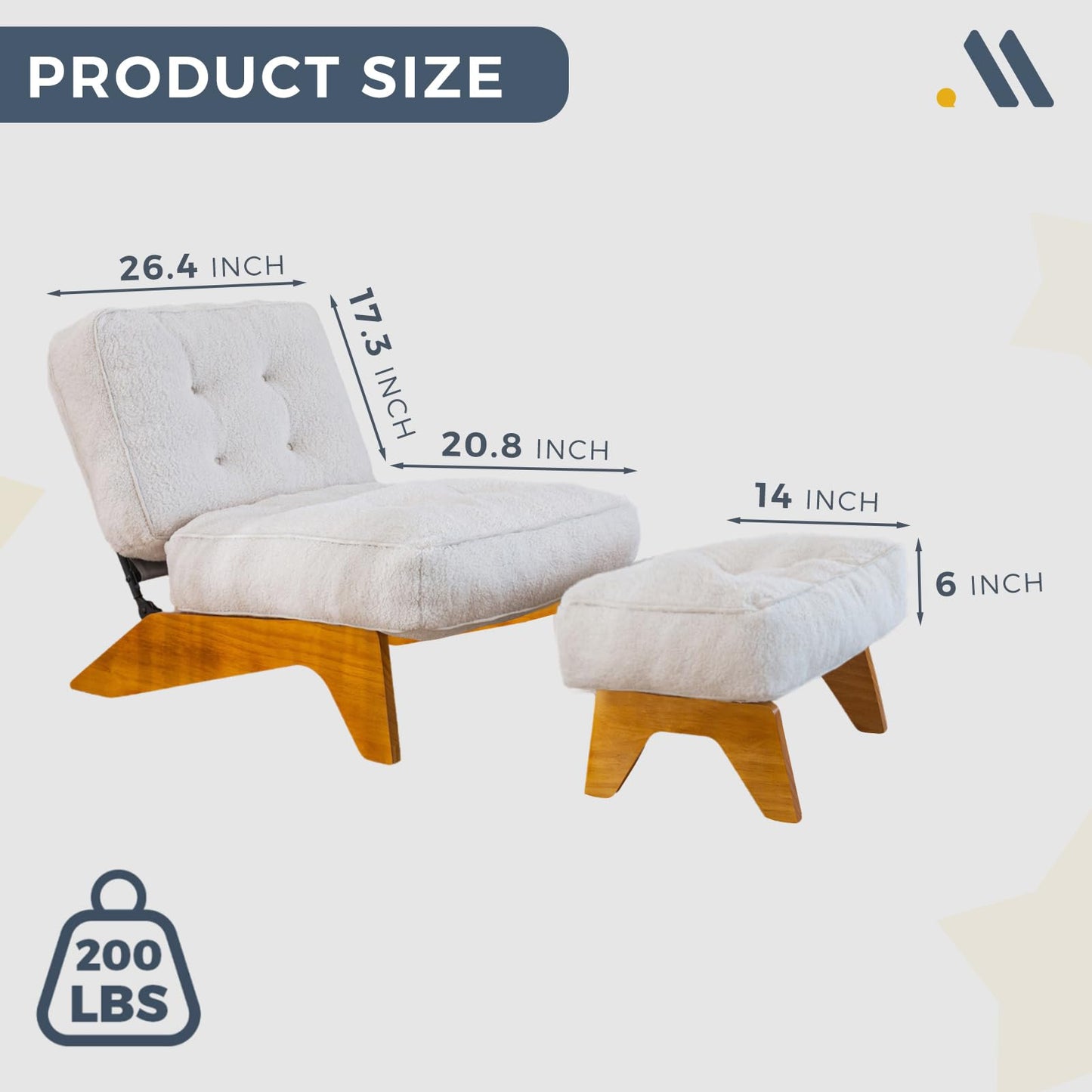 MAXYOYO Adjustable Accent Chair with Ottoman, Thick Cushion Seated Lounge Chair Reclining Chair for Living Room, Cozy Recliner and Footrest Set, Beige