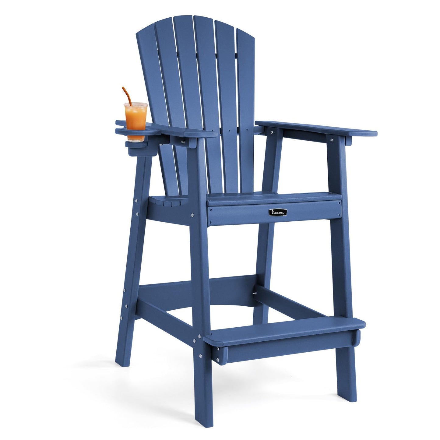 FUNBERRY Tall Adirondack Chair, All Weather High Top Balcony Chairs with Cup Holder