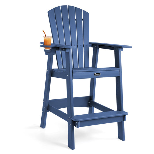 FUNBERRY Tall Adirondack Chair, All Weather High Top Balcony Chairs with Cup Holder