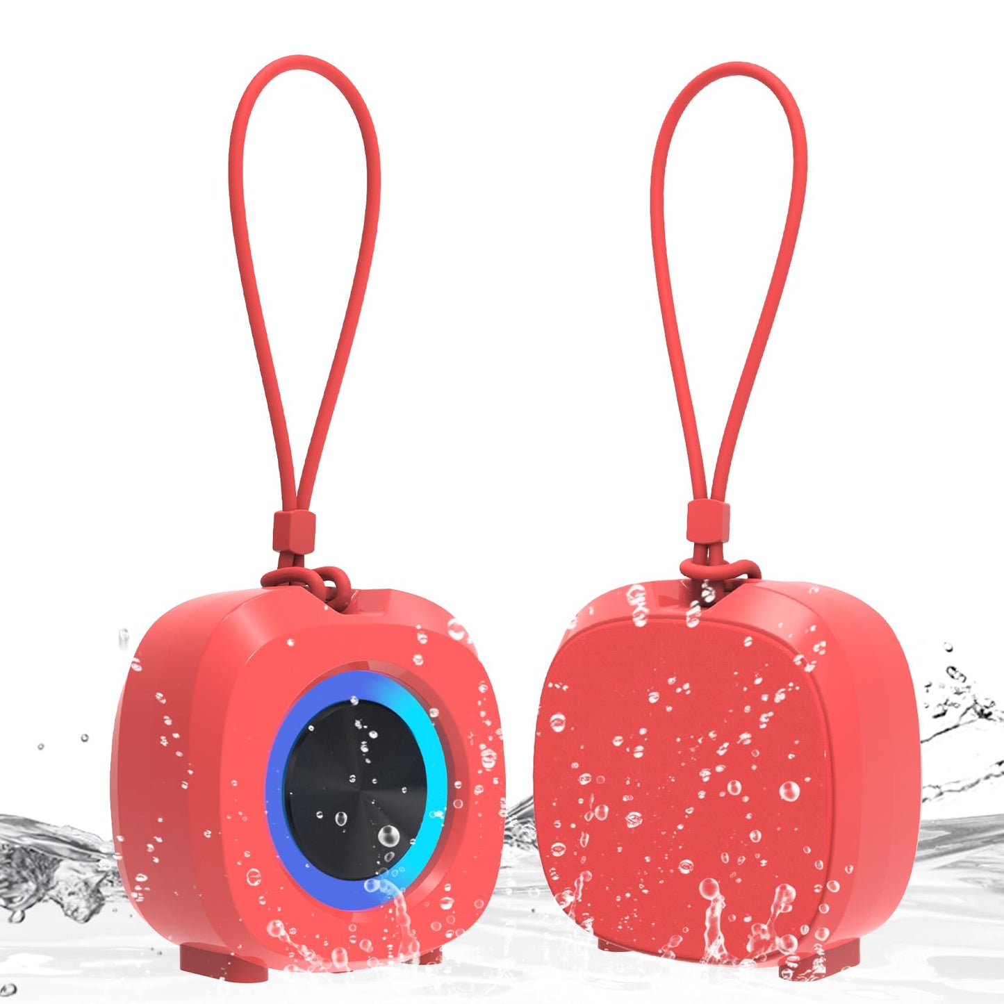 PEICHENG Speaker, Small Portable Bluetooth Wireless IPX5 Waterproof Shower Speaker,Loud Stereo Sound Deep Bass,Dual Pairing, RGB Lights,Long Playtime for Outdoor Party, Great Gift,1PC(Red)