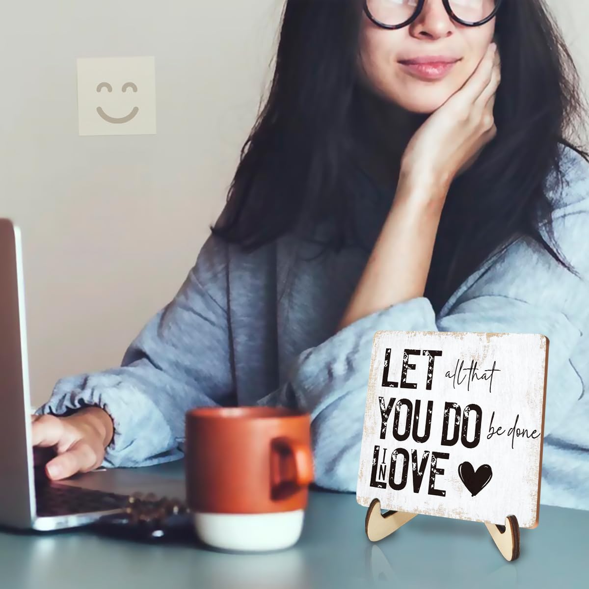 Inspirational Christian Gifts for Women Men Wood Sign Faith Religious Gifts Rustic Motivational Desk Decor Decorative Mental Health Decorations for Home Office Accessories Table Shelf Wooden Plaque