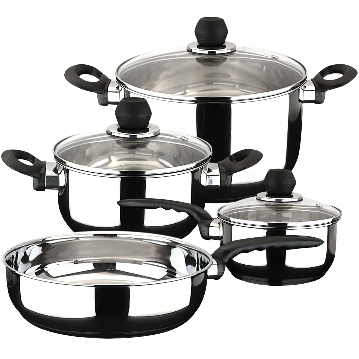 MAGEFESA Practika 7-Piece Stainless Steel Cookware Set, Includes Stockpot, Stew pot, Saucepan, Deep sauté, Compatible with All Types of Stovetops, Lids Included, Dishwasher safe