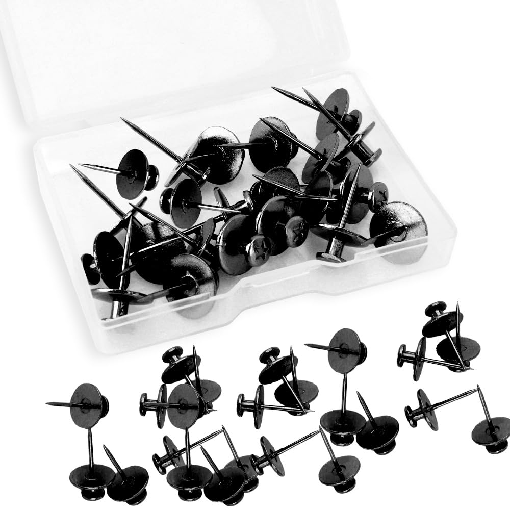 Picture Hanging Kit, Push Pins, Picture Hangers, Double Headed Thumb Tacks for Wall Hooks for Hanging, Nails for Hanging Pictures, Thumb Tacks for Tapestry Poster Drywall thumbtacks, 20 Pack, Black