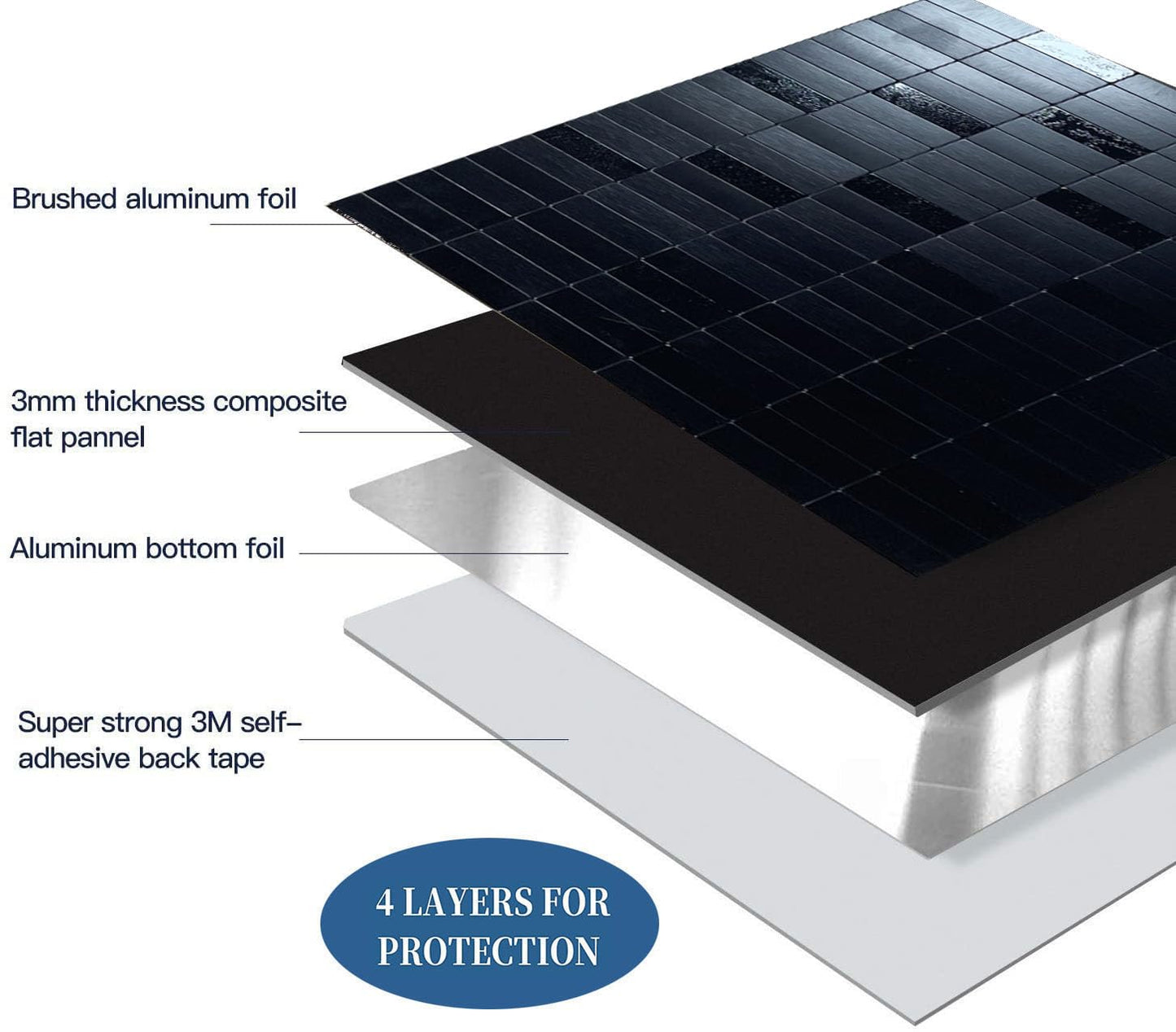 XUANINY Peel and Stick Tile Backsplash Self- Adhesive Wall Tiles Aluminum Mosaic Sticker for Kitchen (11.33"x11.92" Per Sheet, Pack of 10 pcs) (Black Brushed 10)